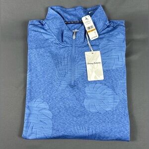 Tommy Bahama Golf Pullover Delray Frond Print 1/4 Zip 4XLB Blue Polyester